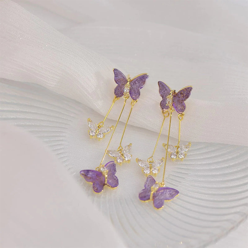 BowLift | Crystal Butterfly Tassel Earrings