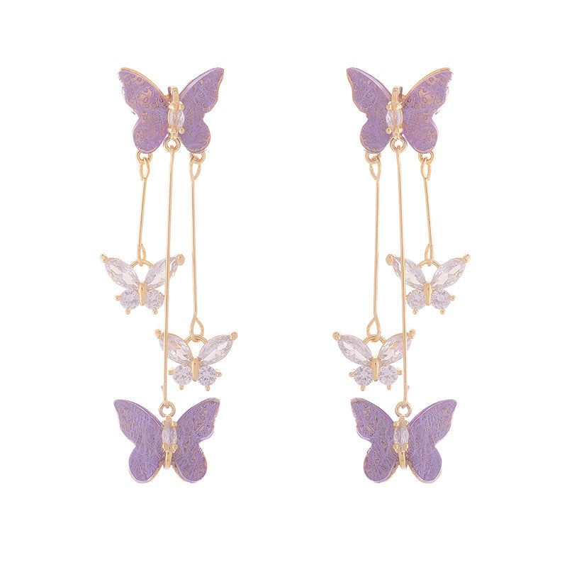 BowLift | Crystal Butterfly Tassel Earrings