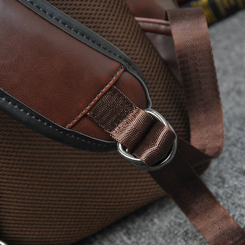 BowLift | Brown Business Leather Backpack, with Easy-to-carry Top Handle for Travel, Work and Outdoors