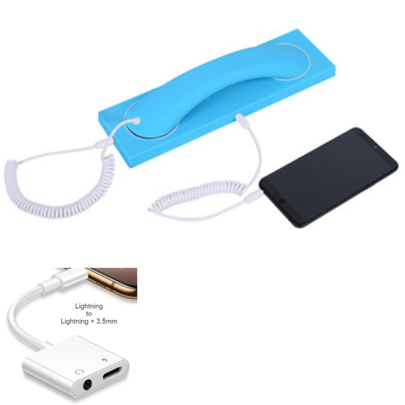BowLift | Retro Telephone Handset, with Type-c/Lightning to 3.5mm Adapter, for Office, Home, Teleconference & More