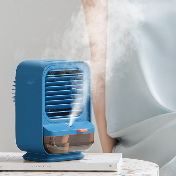 BowLift | 2-in-1 Rechargeable Compact Desk Fan & Humidifier, with 3 Speed Settings, for Home & Office