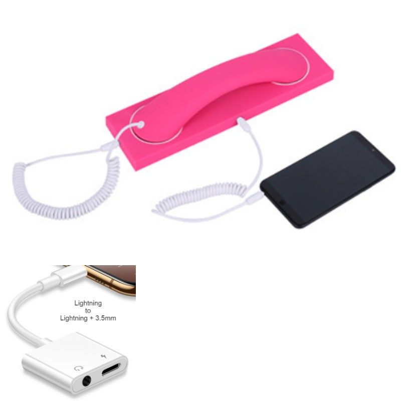 BowLift | Retro Telephone Handset, with Type-c/Lightning to 3.5mm Adapter, for Office, Home, Teleconference & More