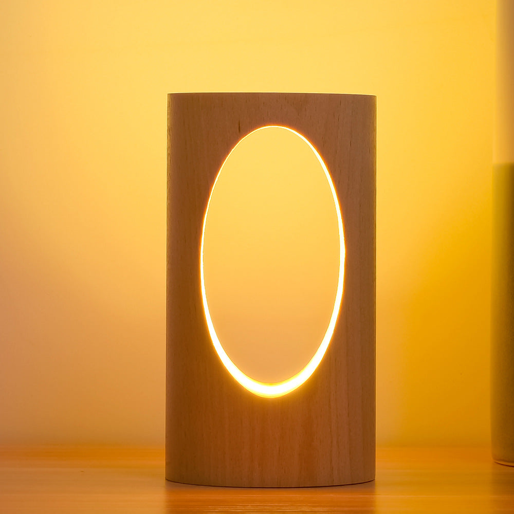 BowLift | Japanese solid wood rectangular column LED night lamp USB table lamp
