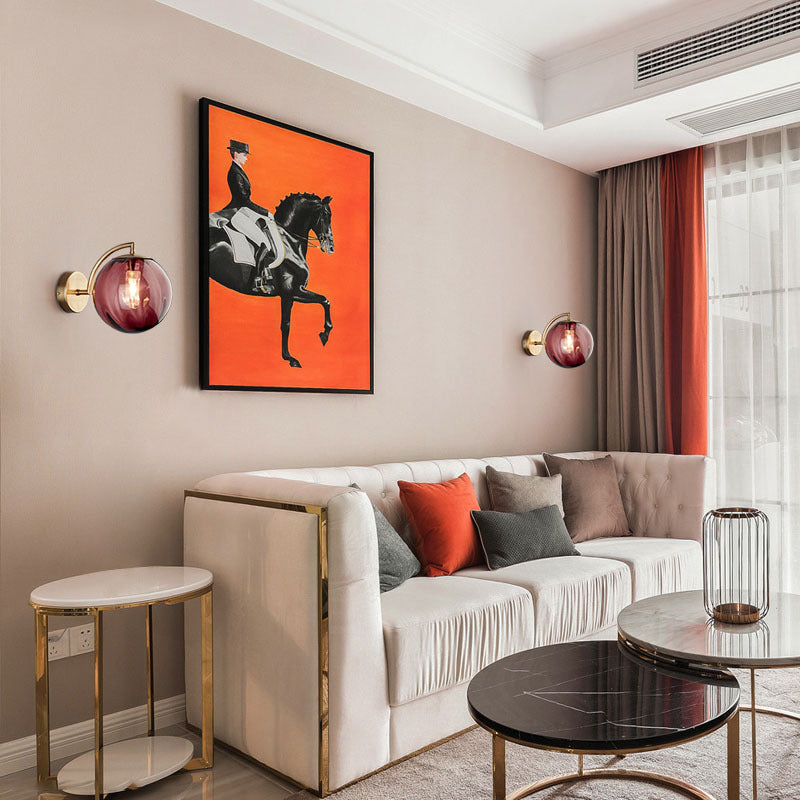 BowLift | Contemporary Scandinavian Round Ball Iron Glass 1-Light Wall Lamp for Living Room