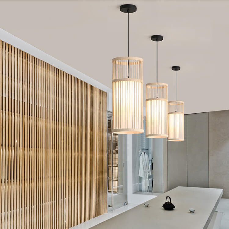 BowLift | Bambora Zen Pendant Light | Handwoven Bamboo Lantern | Japanese Design | Natural Elegance