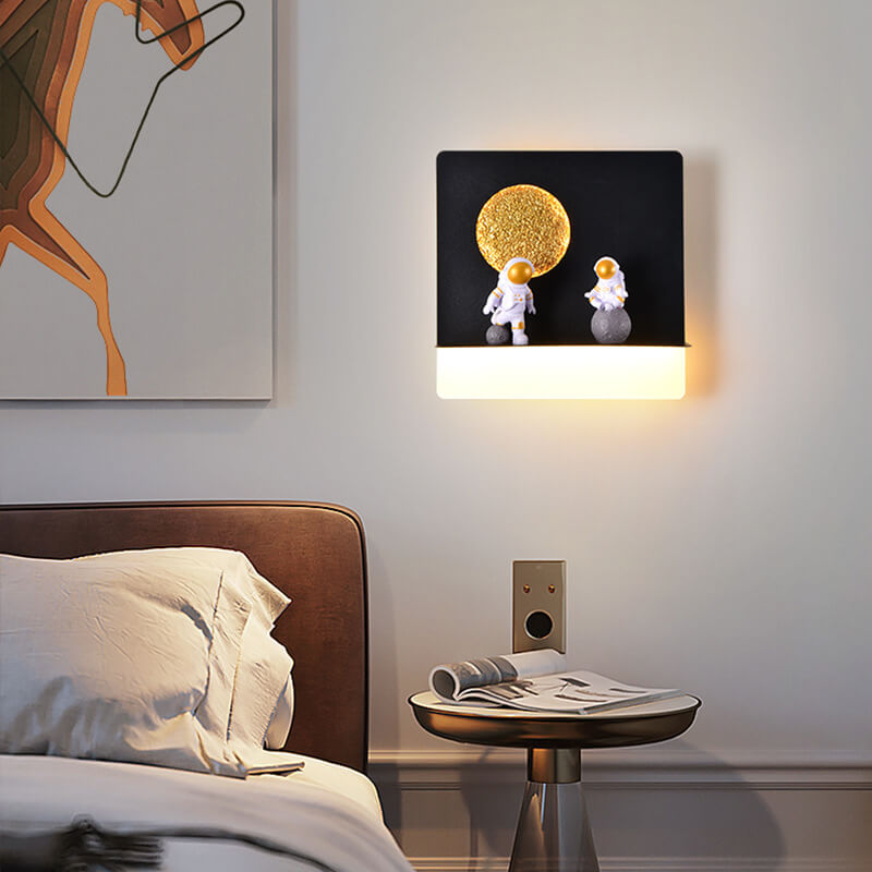 BowLift | Contemporary Creative Iron Resin Round Astronaut LED Wall Light Lamp for Bedroom