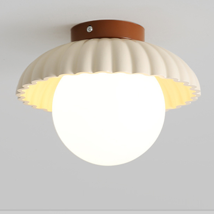 BowLift | Ceiling lamp with a milk glass shade providing warm lighting in the hallway