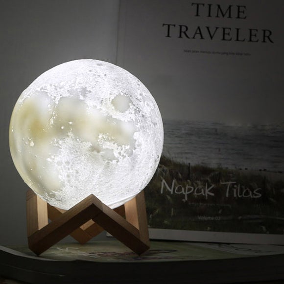 BowLift | Creative Mini Rechargeable 3D Printed Moon 1-Light LED Table Lamp