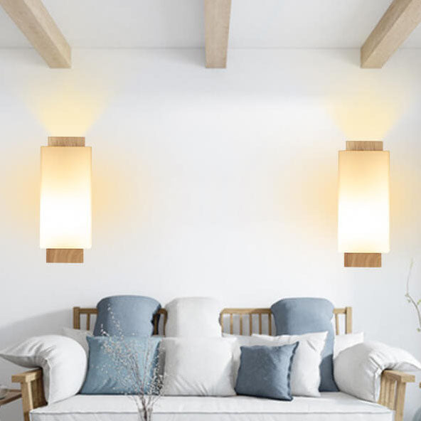 BowLift | Modern minimalist solid wood square glass column 1-light wall sconces lamp