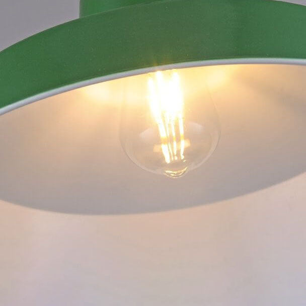 BowLift | RetroDome Industrial Vintage Pendant Light | Green Iron Dome Design | Single Light | Rustic Ceiling Lighting