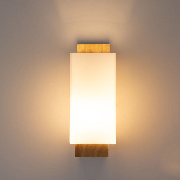 BowLift | Modern minimalist solid wood square glass column 1-light wall sconces lamp