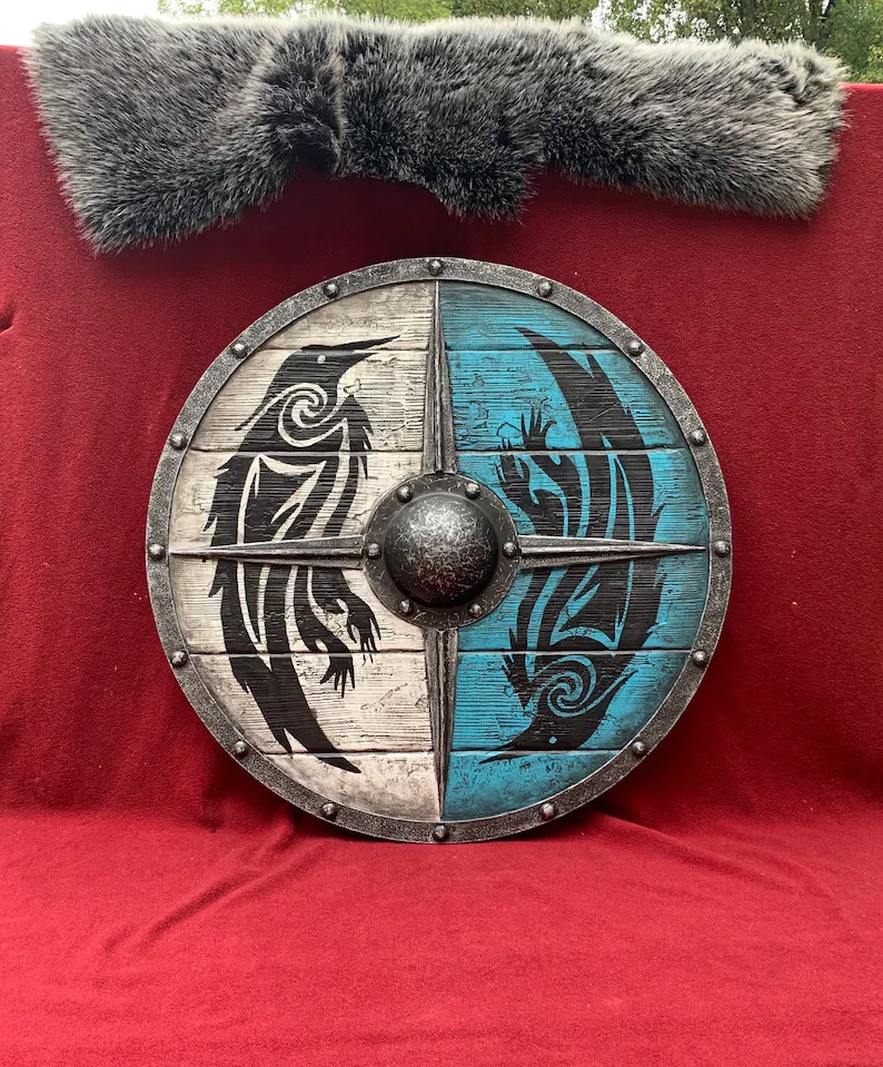 BowLift | Eivor Valhalla Raven Battle Damaged Viking Wooden Shield 30CM