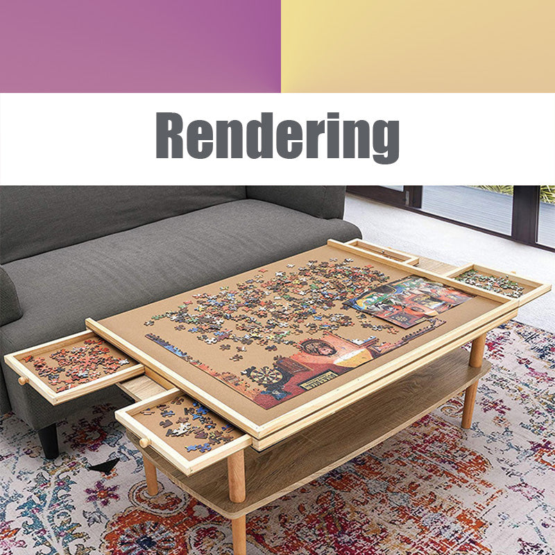 BowLift | 1000 Piece Puzzle Table, 4 Drawers, 29"x21" Wooden Jigsaw Puzzle Plateau, Puzzle Accessories Board for Adults, Puzzle Organizer Storage System, Gift for Mom