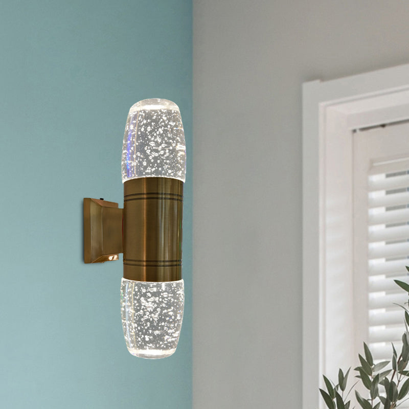 BowLift | Tube Wall Sconce Modern LED Crystal Wall Light in Brass for the Bedroom