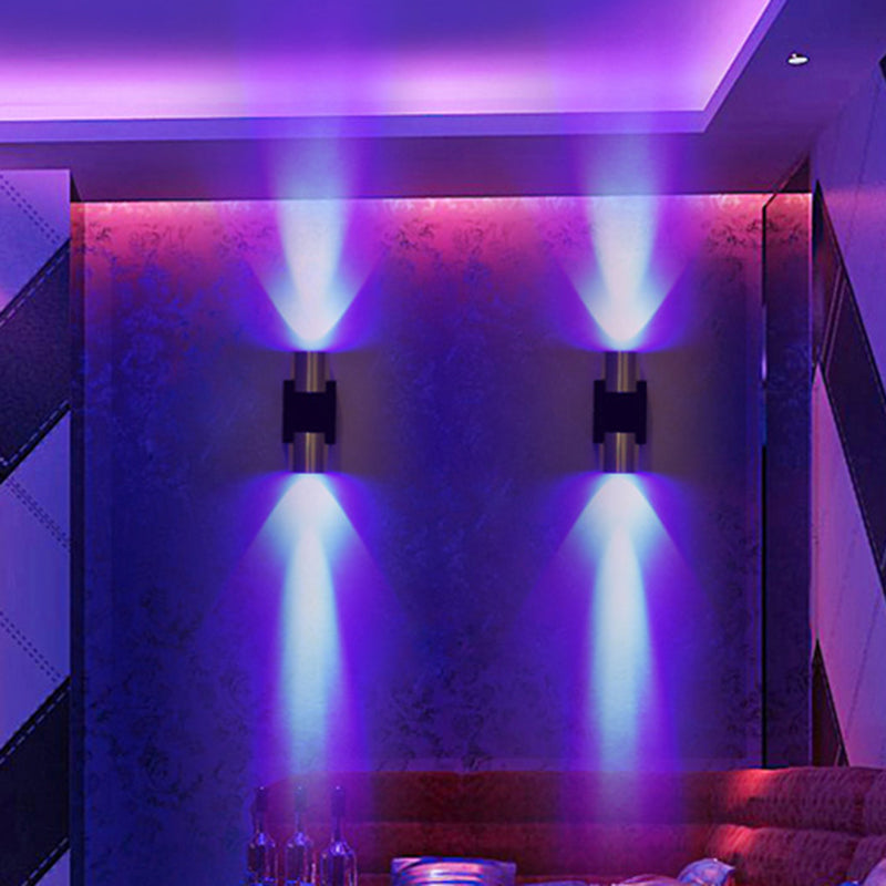 BowLift | Tube Disco Pub Wall Light Aluminum Simple 3"/4.5" H LED Wall Mount Lighting in Silver, Blue/Yellow/Purple Light