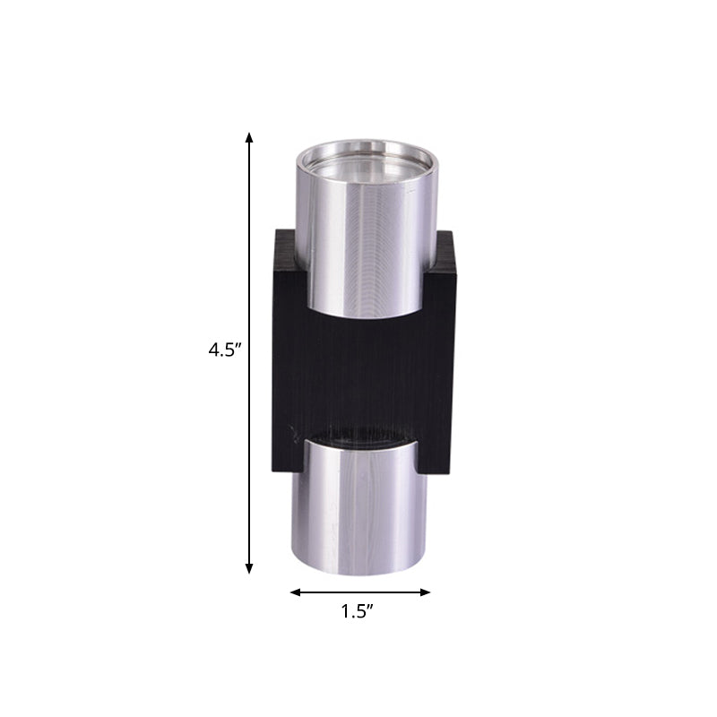 BowLift | Tube Disco Pub Wall Light Aluminum Simple 3"/4.5" H LED Wall Mount Lighting in Silver, Blue/Yellow/Purple Light