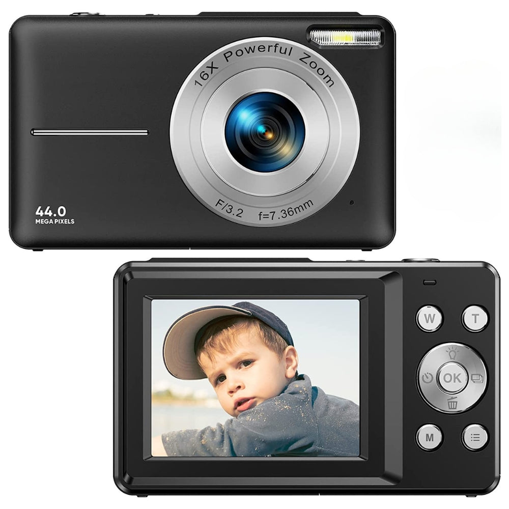 BowLift | Portable Digital Camera 1080P 44MP with 16X Zoom β Compact Vlogging Camera with LCD Screen, Rechargeable, Perfect for Teens and Students