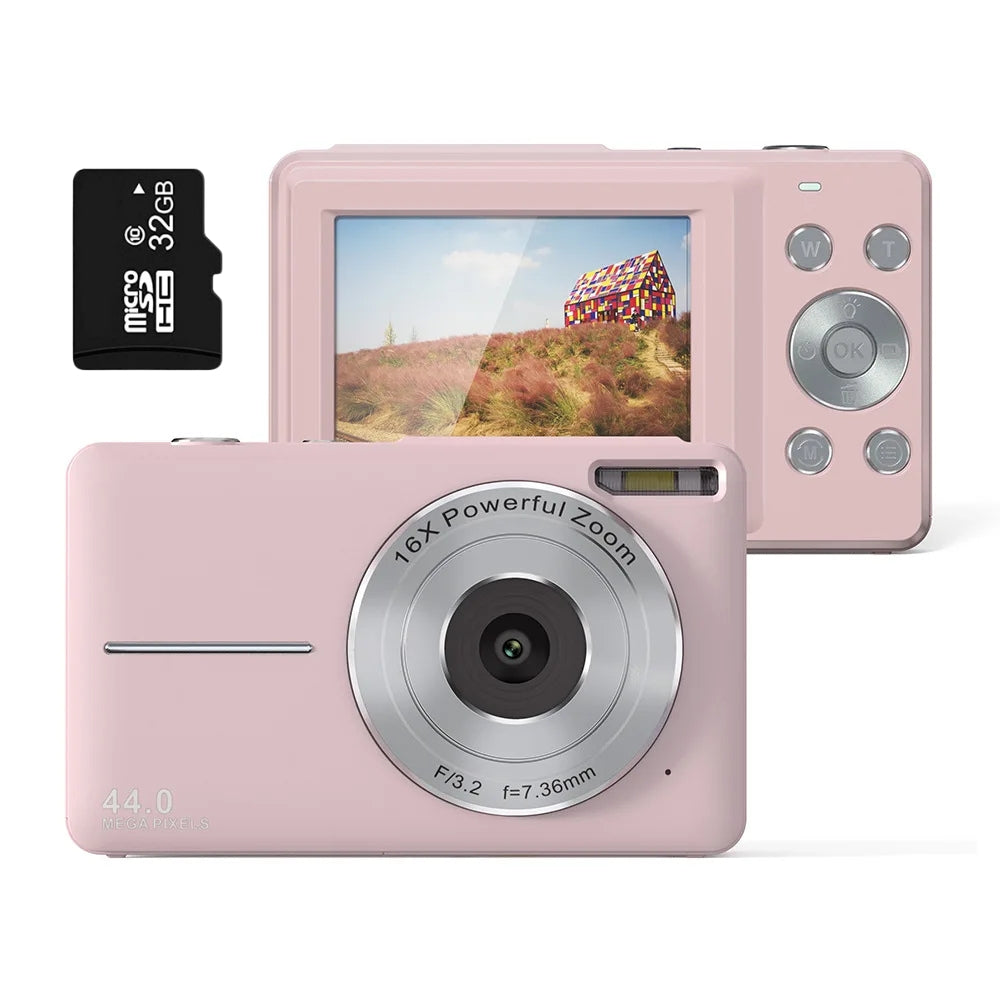 BowLift | Portable Digital Camera 1080P 44MP with 16X Zoom β Compact Vlogging Camera with LCD Screen, Rechargeable, Perfect for Teens and Students
