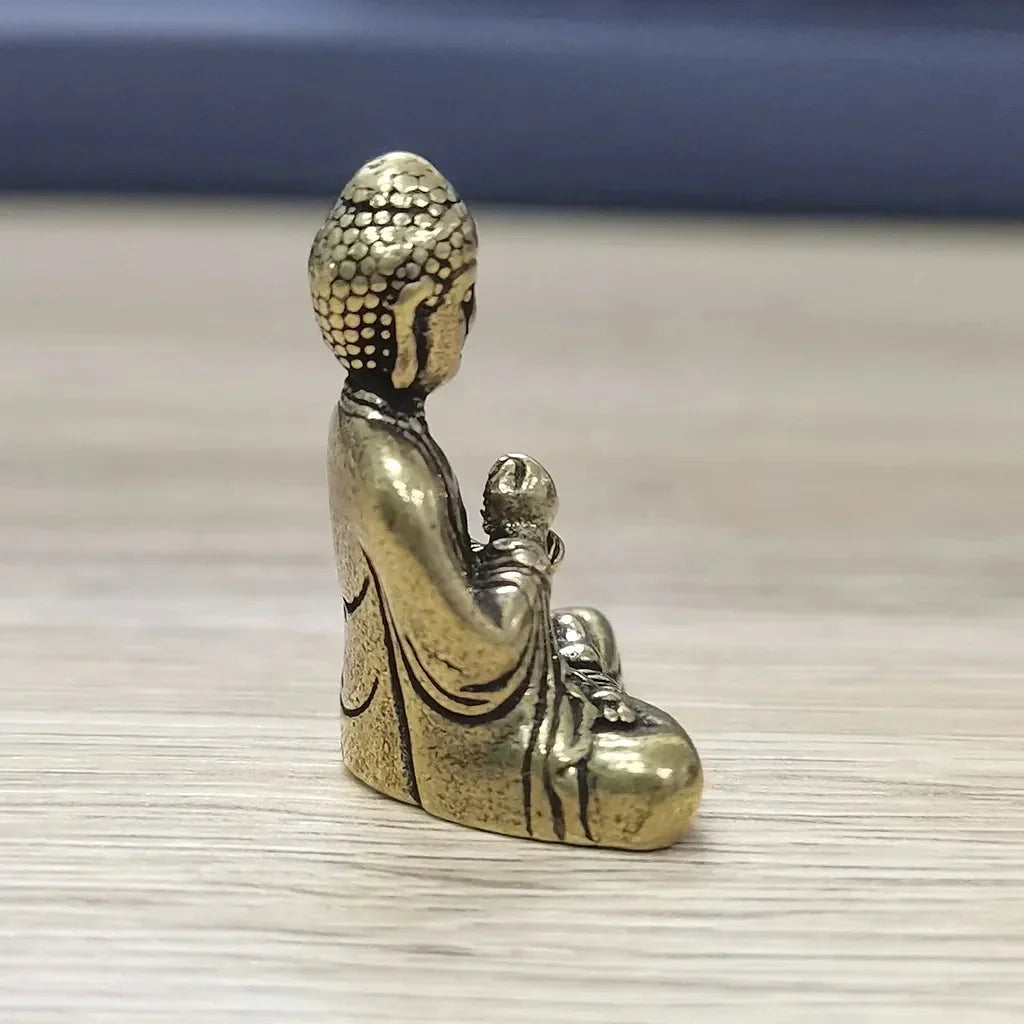 BowLift | 10 piece Miniature Brass Sitting Buddha Statue Figure for Travel Buddhism Worship Home Office Desk Decoration