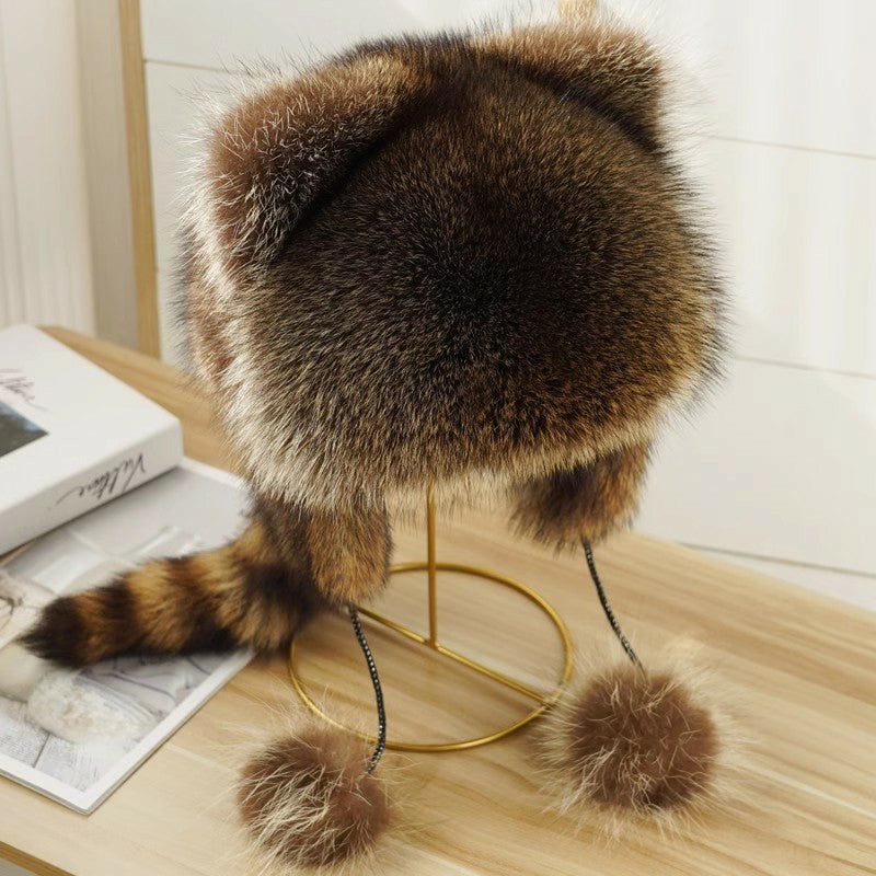BowLift | Cute Faux fur Raccoon Tail Parent-Child Plush Hat