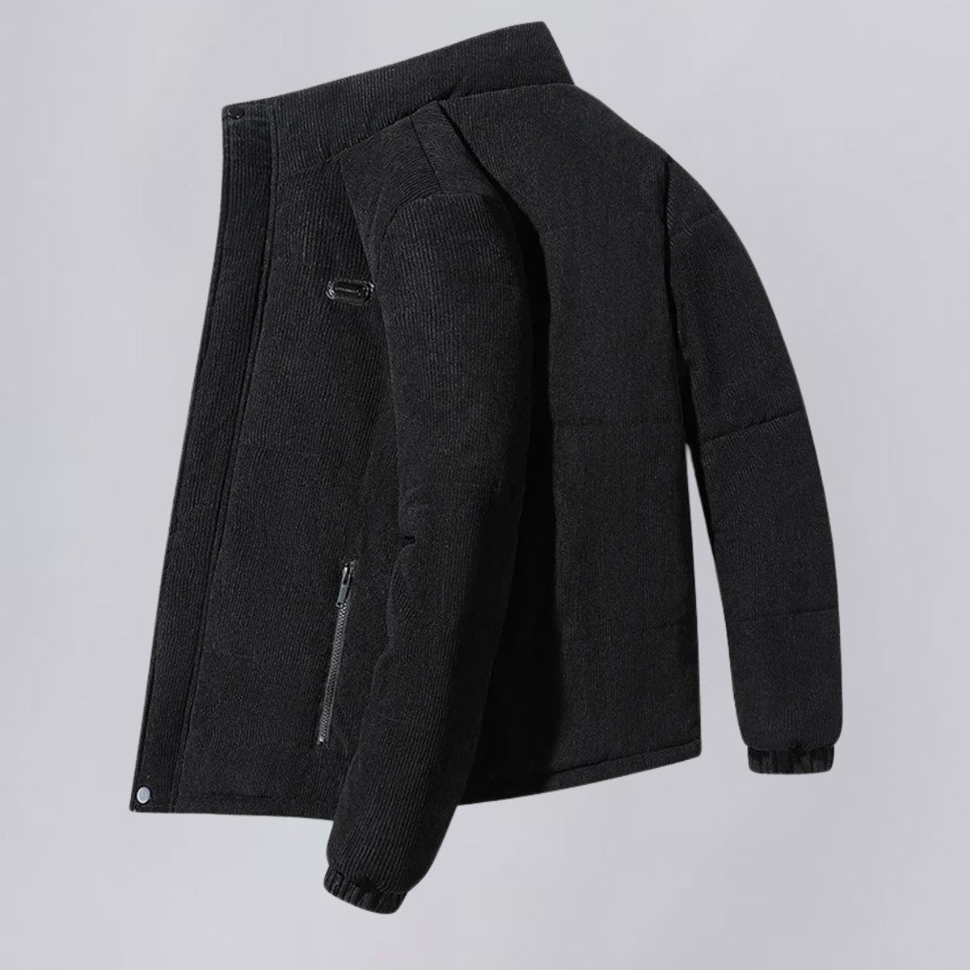 Insulated Corduroy Jacket with Stand Collar