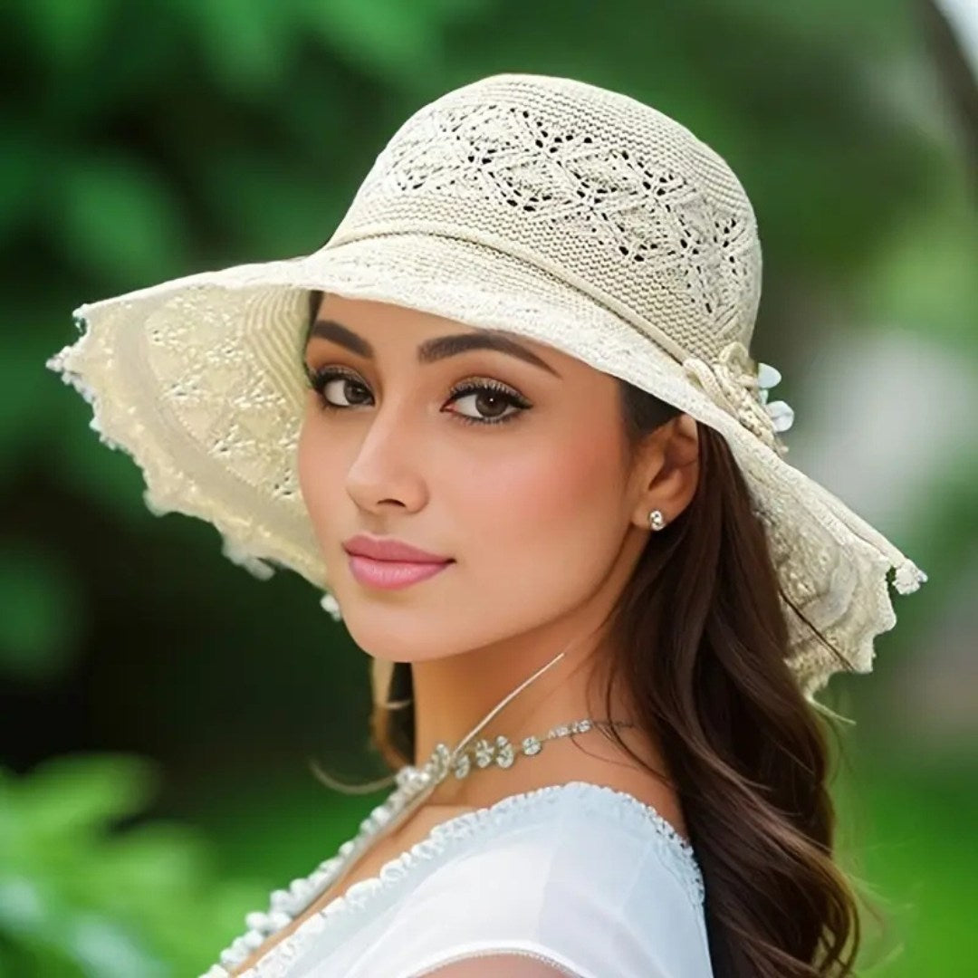 Brimora – Elegant Crochet Bucket Hat with Floral Detail