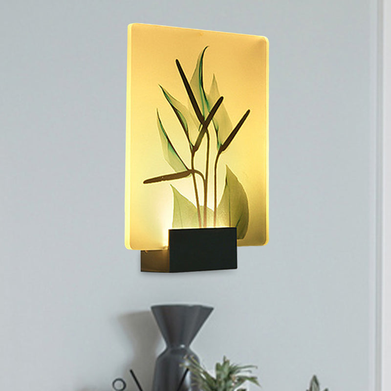 BowLift | Corner LED Wall Lighting Modern White Wall-Mounted Lamp with Flower/Bird Patterned Acrylic Shade