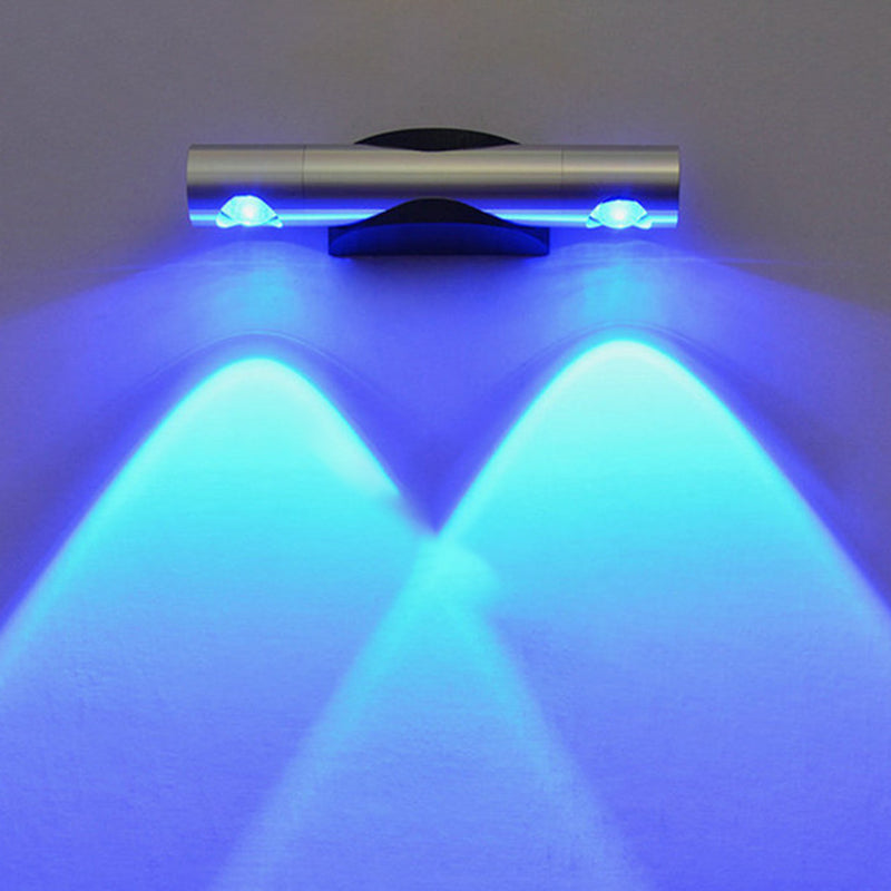 BowLift | Brushed Silver Tube Wall Light Modern Metal LED Wall Lamp Lighting Fixture in Red/Blue/Yellow Light