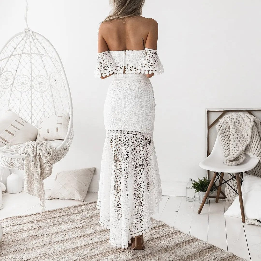 Lace Two-Piece Set with Off-Shoulder Top
