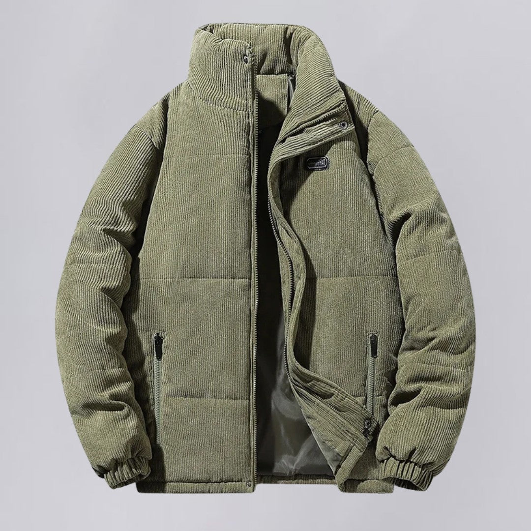 Insulated Corduroy Jacket with Stand Collar