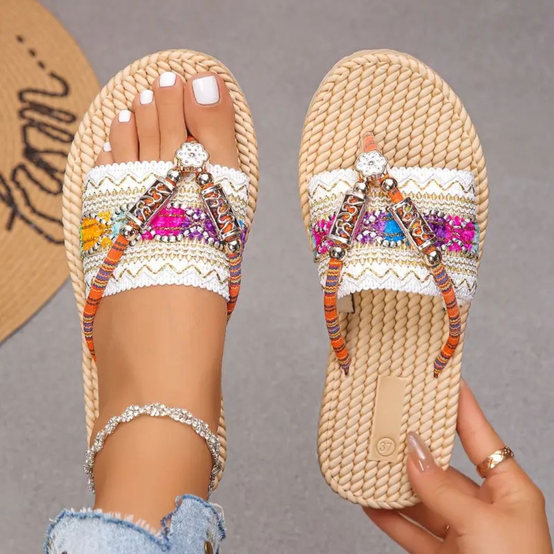 SoleLoom – Women's Boho Embroidered Sandals