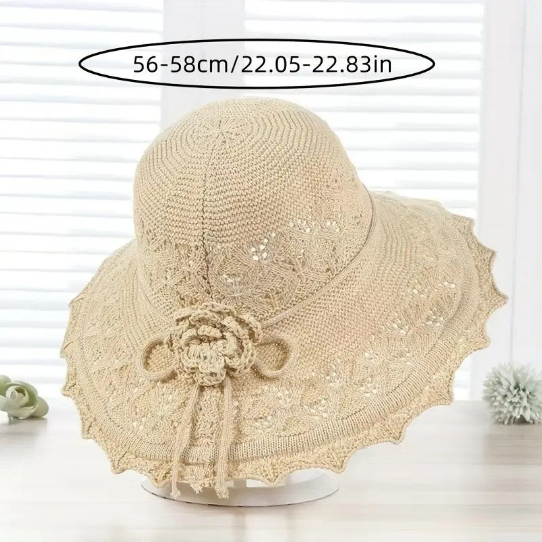 Brimora – Elegant Crochet Bucket Hat with Floral Detail