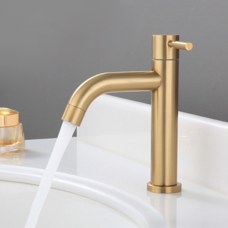 BowLift | Round Single Handle Bathroom Faucet Single Hole Sink Faucet in Brushed Gold