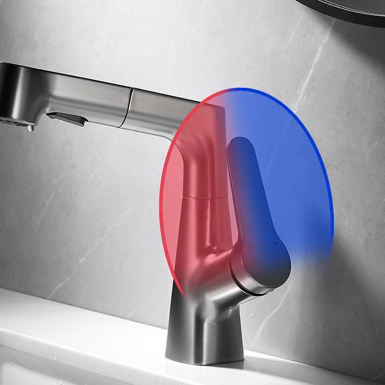 BowLift | Bathroom vessel faucet high arc three-way spout single-handle faucet with pull-out sprayer