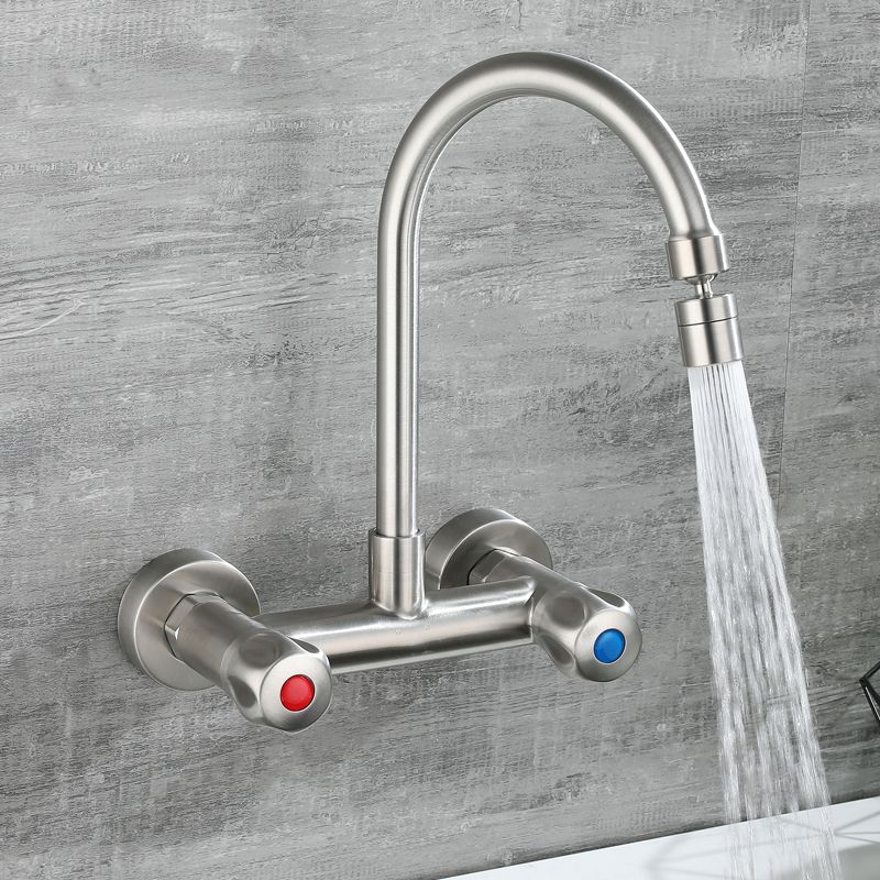 BowLift | Round 2-Handle Bathroom Faucet Single Hole Wall Mounted Bathroom Faucet