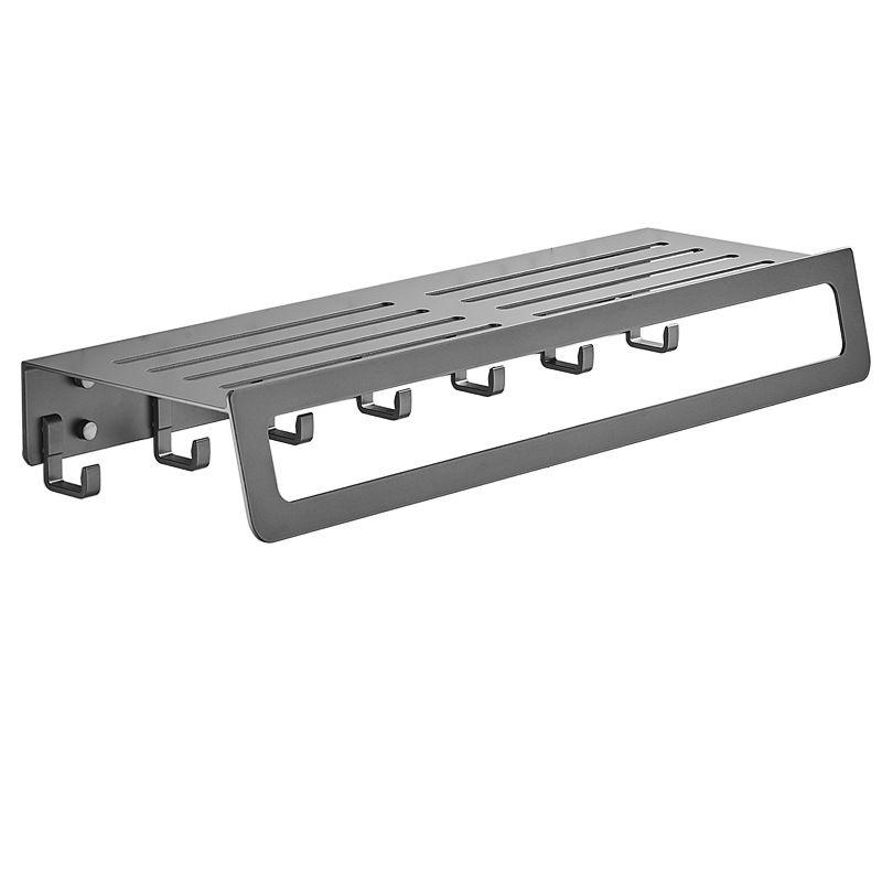 BowLift | 7-piece bathroom hardware set matte black/gray with bath shelf/towel holder/bath towel hooks