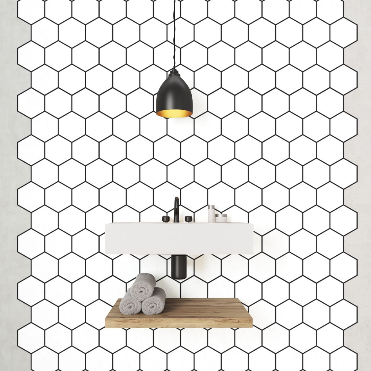 BowLift | Peel and Stick Hexagonal Tiles Waterproof Peel & Stick Tile for Shower 2-Pack