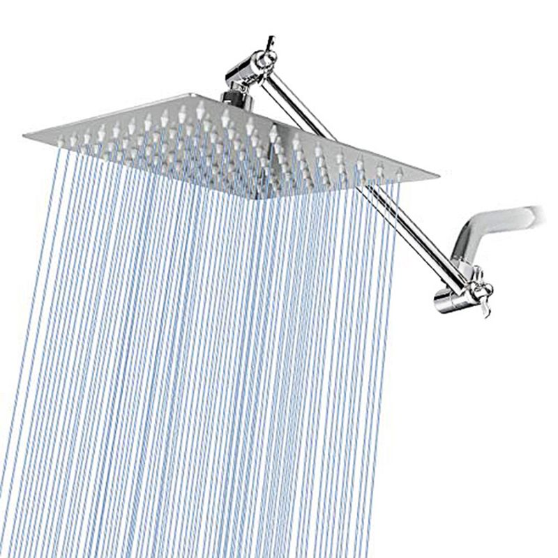 BowLift | Stainless Steel Fixed Shower Head Rainfall Wall Mounted Shower Head with Extension Arm