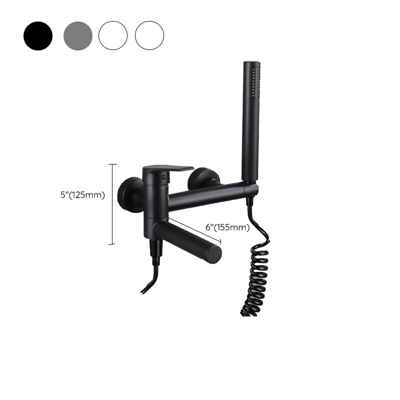 BowLift | Lever Handle Bathtub Faucet Wall Mount Shower Hose Swivel Spout Bathtub Filling with Hand Shower