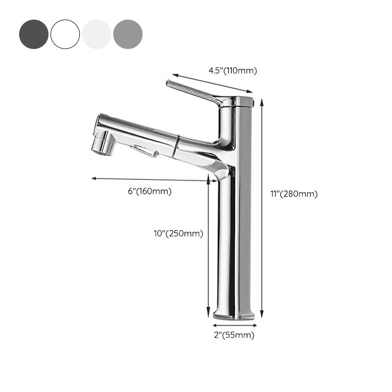BowLift | Pull-Out Basin Mixer Single-Lever Bathroom Faucet 1-Hole Basin Mixer