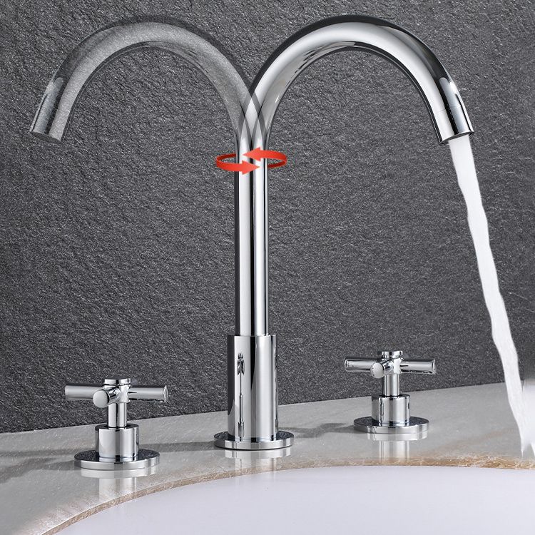BowLift | Goose Neck Bathroom Basin Faucet 2 Handles Hot and Cold Water Basin Faucet with Drain