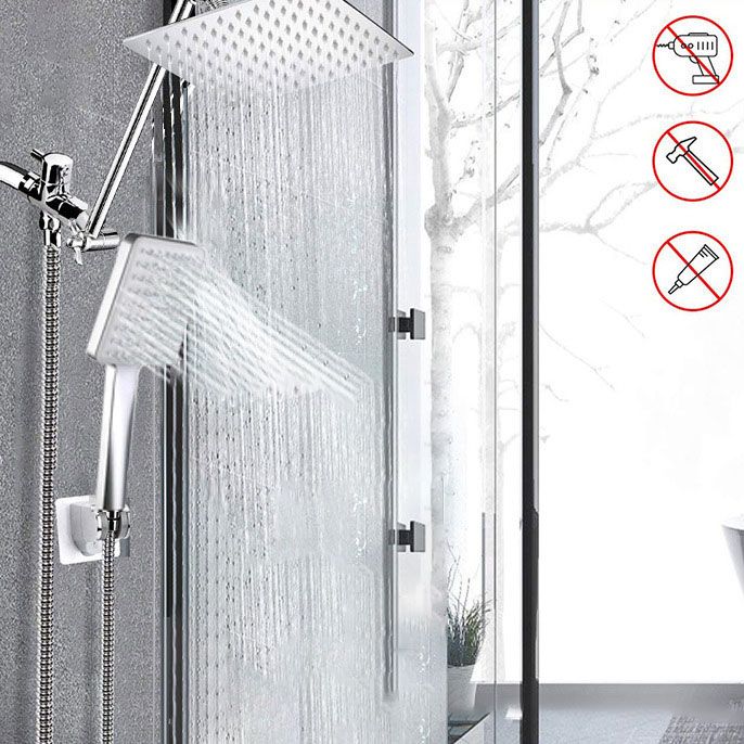 BowLift | Contemporary Pull Down Dual Shower Head Square High Arc Shower Head Combo in Chrome