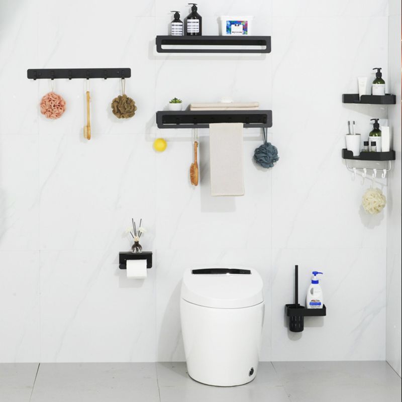 BowLift | 7-piece Bathroom Hardware Set Matte Black/Grey with Bath Shelf/Towel Holder/Bath Towel Hook