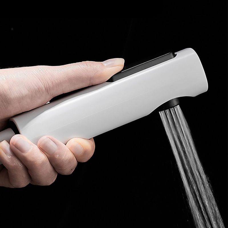 BowLift | Round Shower Set White Wall Mounted Hand Shower Lever Handle Shower Hose Swiveling Shower Set