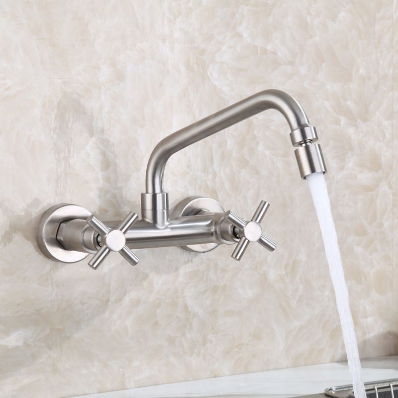 BowLift | Round 2-Handle Bathroom Faucet Single Hole Wall Mounted Bathroom Faucet