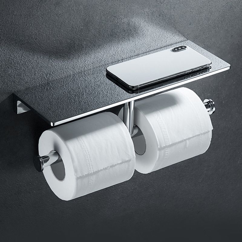 BowLift | Contemporary 2-piece bathroom set made of polished chrome stainless steel toilet paper holder