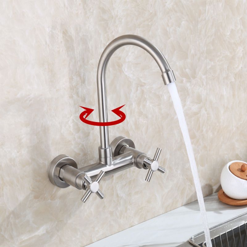 BowLift | Round 2-Handle Bathroom Faucet Single Hole Wall Mounted Bathroom Faucet