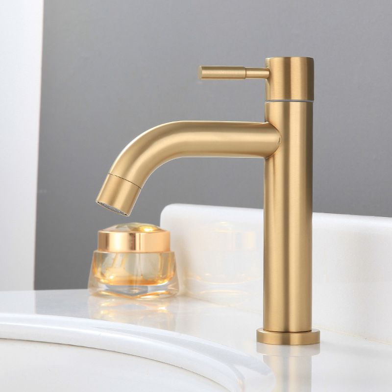 BowLift | Round Single Handle Bathroom Faucet Single Hole Sink Faucet in Brushed Gold