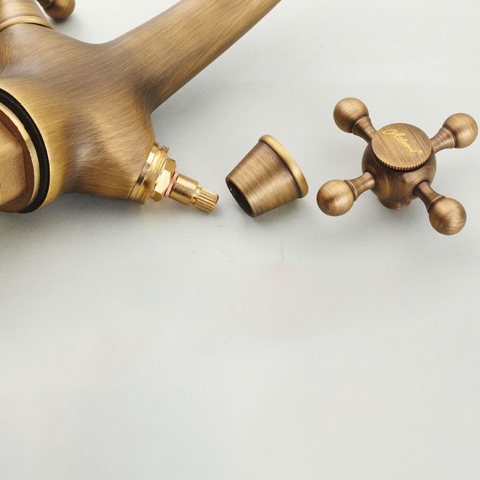 BowLift | Vintage Widespread Bathroom Faucet Industrial Cross Handles Basin Faucet