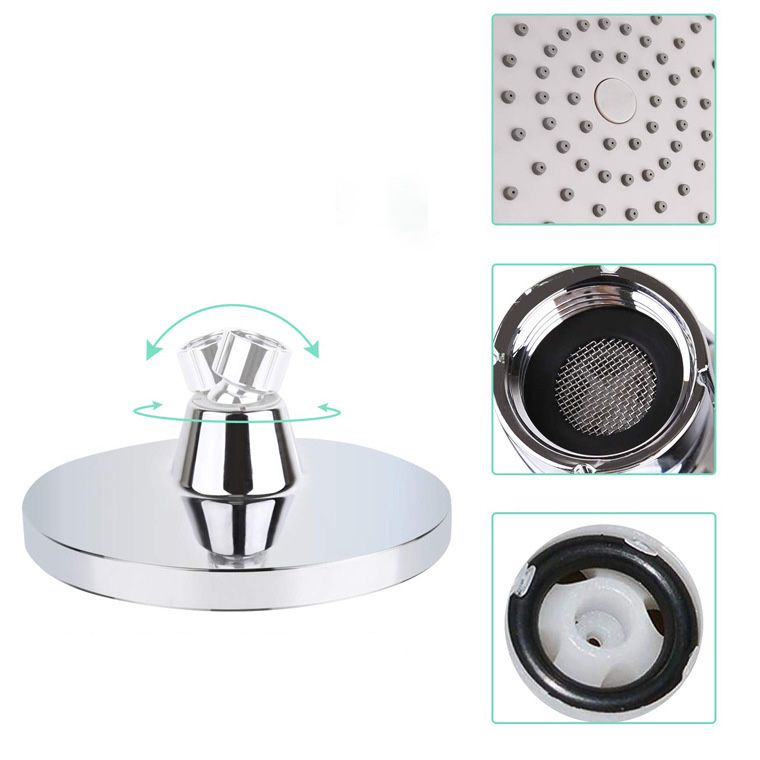 BowLift | Round Fest Showerhead Silver Single Jet Wall Mount Showerhead
